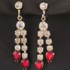 Elegant Silver and Red Dangle Earrings